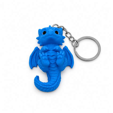 Produse imprimate 3D - Breloc pui de dragon albastru, imprimat 3D