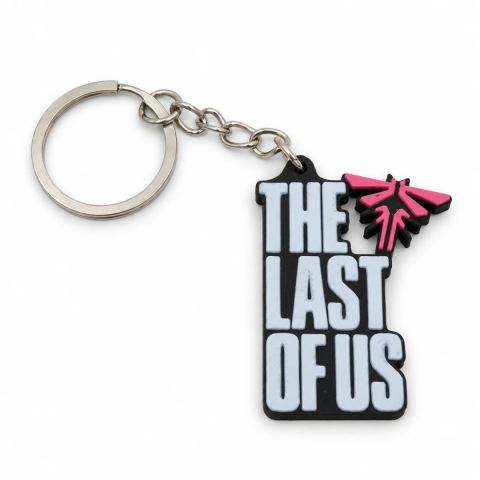 Produse imprimate 3D - Breloc The Last of Us imprimat 3D, cu simbol Fireflies roz și inel metalic