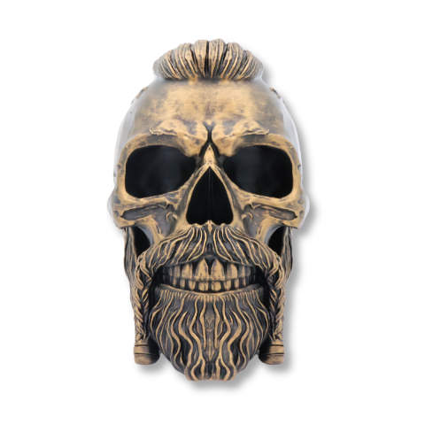 Decoratiuni pentru casa - Decorațiune/suport pentru casti craniu cu barbă, printată 3D, 20 cm