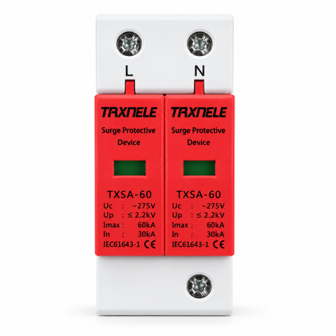 Descarcatoare AC - Descarcator de supratensiune AC Taxnele TXSA-60, 2P, L+N, Uc 275V, Imax 60kA, In 30kA, Up ≤ 2.2kV, SPD, montaj sina DIN