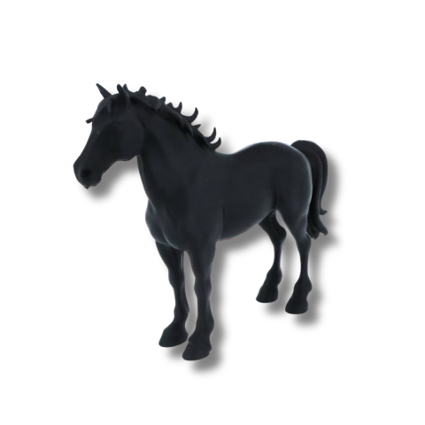 Figurină decorativă cal negru imprimată 3D, cu detalii ale coamei și cozii [1]