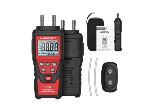 Electrice și instalații - Manometru digital HABOTEST HT636, 0-0, 350 bar, display retroiluminat, include tuburi de silicon, set complet