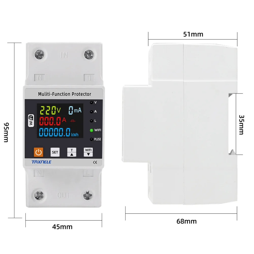 Releu de protectie inteligent TAXNELE TVPS1-80LW, 80A, control Wi-Fi, protectie la supratensiune, montaj pe sina DIN [2]