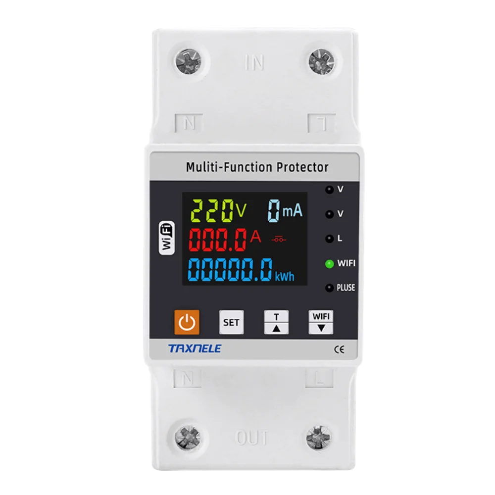 Relee electrice smart Wifi - Releu de protectie inteligent TAXNELE TVPS1-80LW, 80A, control Wi-Fi, protectie la supratensiune, montaj pe sina DIN