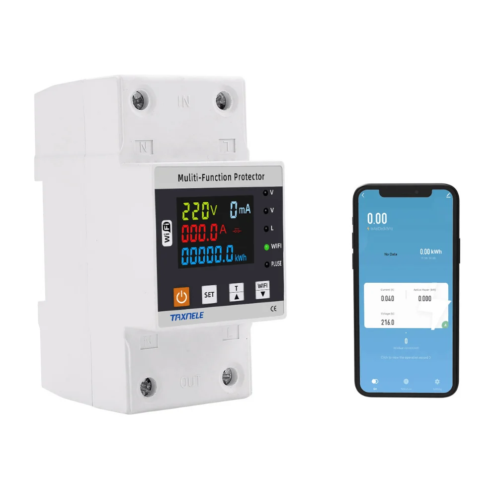 Releu de protectie inteligent TAXNELE TVPS1-80LW, 80A, control Wi-Fi, protectie la supratensiune, montaj pe sina DIN [1]