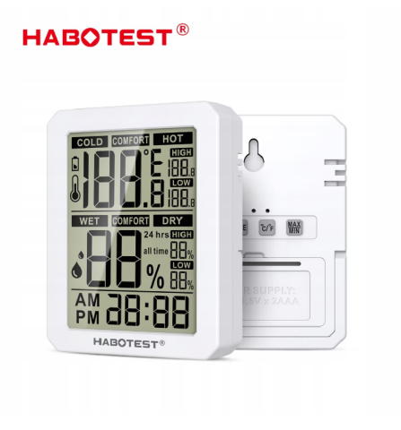 Electrice și instalații - Statie meteorologica Habotest HT682, termometru si higrometru, ecran LCD, alb, 88.5x69.5x22mm