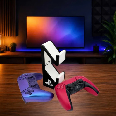 Suport dublu pentru controllere PlayStation 5, alb și negru [2]