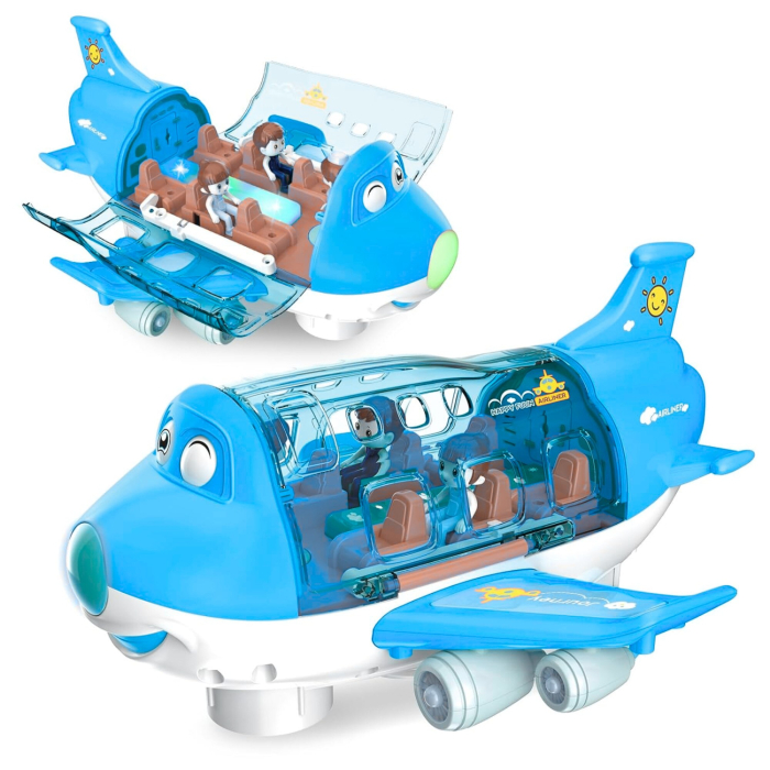 Avion Interactiv Cu Pasageri, Lumini, Sunete si Melodii haioase, compartiment pasageri care se deschide, figurine incluse, piese mobile, design colorat si vesel [1]