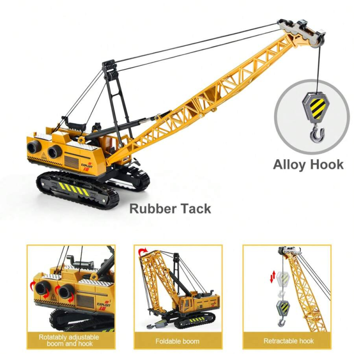 Jucarie macara, utilaj de constructii 31 cm inaltime – Brat si carlig reglabile, rotatie 360 grade, model super realist pentru copii pasionati de macarale si santiere [8]