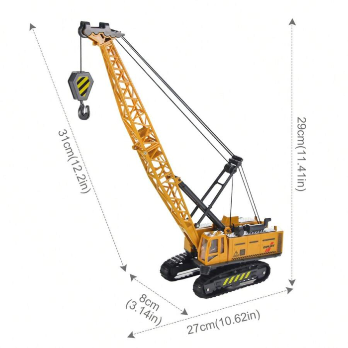 Jucarie macara, utilaj de constructii 31 cm inaltime – Brat si carlig reglabile, rotatie 360 grade, model super realist pentru copii pasionati de macarale si santiere [6]