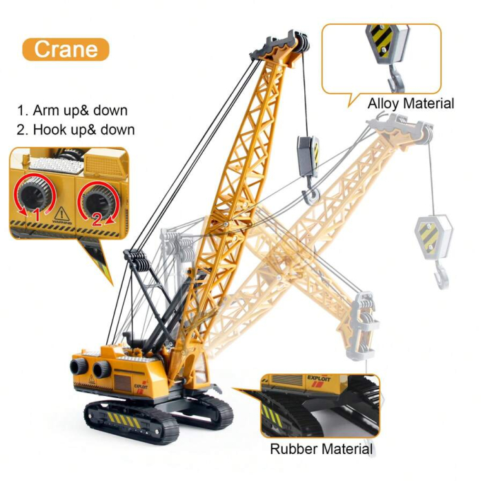 Jucarie macara, utilaj de constructii 31 cm inaltime – Brat si carlig reglabile, rotatie 360 grade, model super realist pentru copii pasionati de macarale si santiere [7]