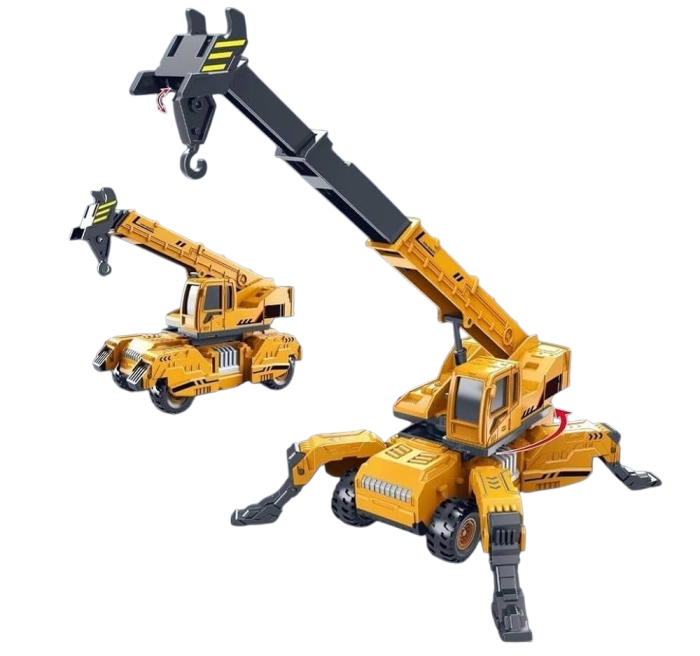 Jucarie utilaj de constructii 27 cm – Brat si carlig reglabile, picioare extensibile, rotatie 360 grade, model realist pentru pasionatii de macarale si santiere [1]