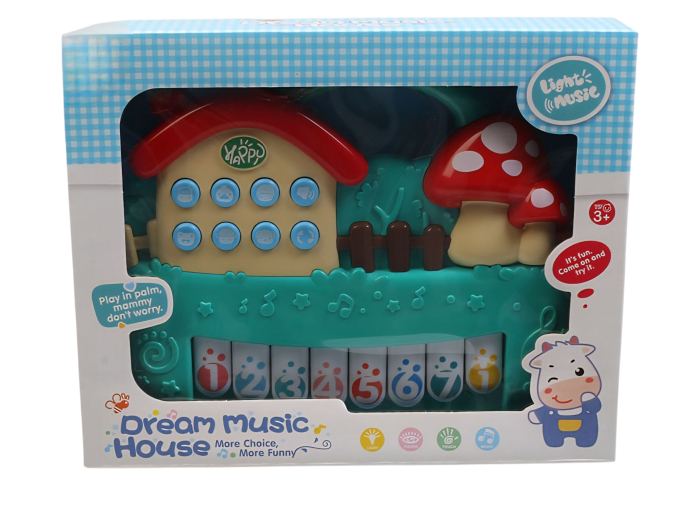 Pian interactiv tip casuță cu muzicală, efecte de lumină și sunet, multicolor, 6-12 luni [3]