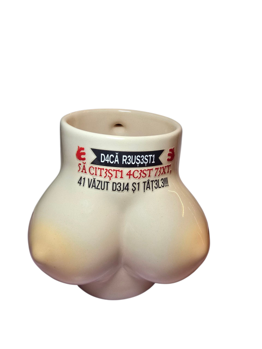 Halba de bere din ceramica 400 ml inscriptionata cu mesaj haios 3 D, surpriza, aniversare, zi de nastere, petrecere, Cana Amuzanta cu Design Traznit - Copie [3]