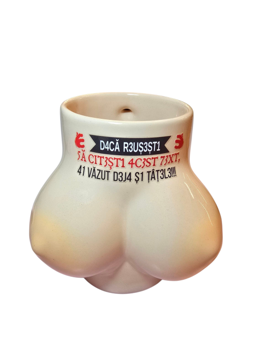 Halba de bere din ceramica 400 ml inscriptionata cu mesaj haios 3 D, surpriza, aniversare, zi de nastere, petrecere, Cana Amuzanta cu Design Traznit - Copie [1]