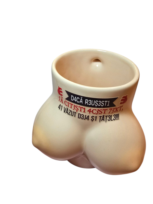 Halba de bere din ceramica 400 ml inscriptionata cu mesaj haios 3 D, surpriza, aniversare, zi de nastere, petrecere, Cana Amuzanta cu Design Traznit - Copie [2]