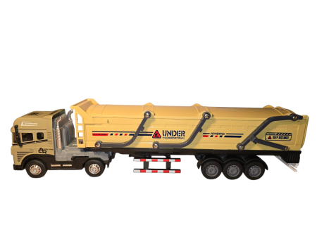 Camion TIR de Jucarie cu Sunete si Lumini, Marime 39 cm, Scala 1/24, Capul tirului metalic + Remorca Detasabila din Plastic, Acoperis Rabatabil, Roti Mobile, Jucarie Interactiva [4]