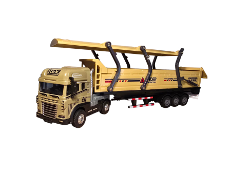 Camion TIR de Jucarie cu Sunete si Lumini, Marime 39 cm, Scala 1/24, Capul tirului metalic + Remorca Detasabila din Plastic, Acoperis Rabatabil, Roti Mobile, Jucarie Interactiva [5]