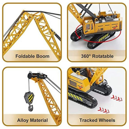 Jucarie macara, utilaj de constructii 31 cm inaltime – Brat si carlig reglabile, rotatie 360 grade, model super realist pentru copii pasionati de macarale si santiere [3]