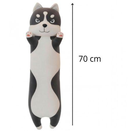 Perna / jucarie catel husky din plus adorabila – marime 70 cm, moale si confortabila pentru imbratisat, material placut, design haios, ideala pentru decorat camera sau pentru tinut in brate [3]