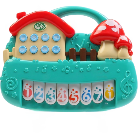 Pian interactiv tip casuță cu muzicală, efecte de lumină și sunet, multicolor, 6-12 luni [1]