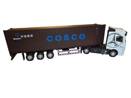 TIR Metalic cu Container lungime 31 cm – Lumini, Sunete realistice de motor, Usi care se deschid la container, sistem Pull Back, culoare alb cu maro [3]