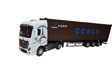 TIR Metalic cu Container lungime 31 cm – Lumini, Sunete realistice de motor, Usi care se deschid la container, sistem Pull Back, culoare alb cu maro [5]