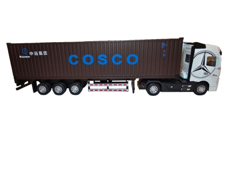 TIR Metalic cu Container lungime 31 cm – Lumini, Sunete realistice de motor, Usi care se deschid la container, sistem Pull Back, culoare alb cu maro [4]