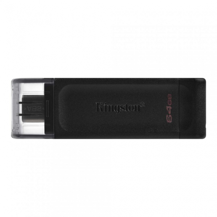 MEMORIE USB Type-C KINGSTON 64 GB, cu capac, carcasa plastic, negru, „DT70/64GB” [1]