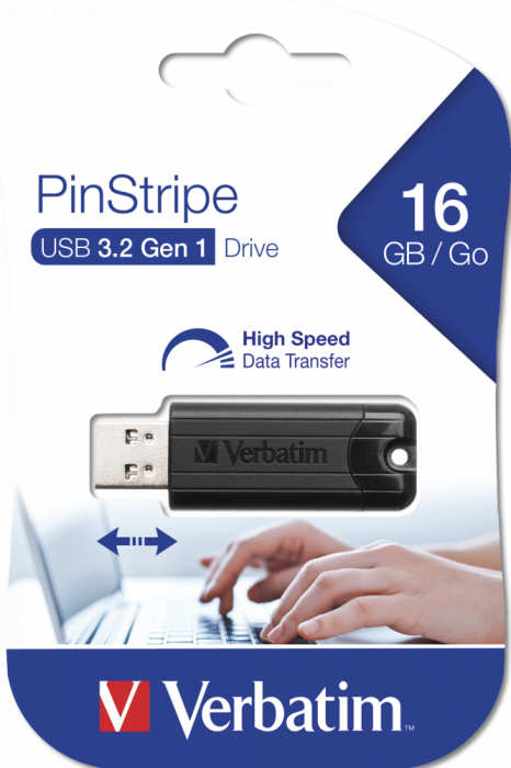 MEMORIE USB VERBATIM PINSTRIPE 16GB NEGRU USB 3.0″49316″ [4]