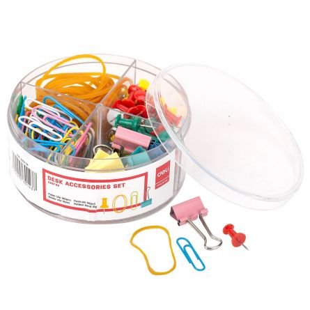 SET ACCESORII BIROU (AGRAFE, ELASTICE, CLIPSURI, ACE) DELI [5]