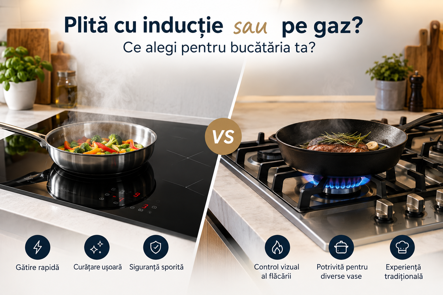Plită cu inducție sau pe gaz – ce alegi pentru bucătăria ta?