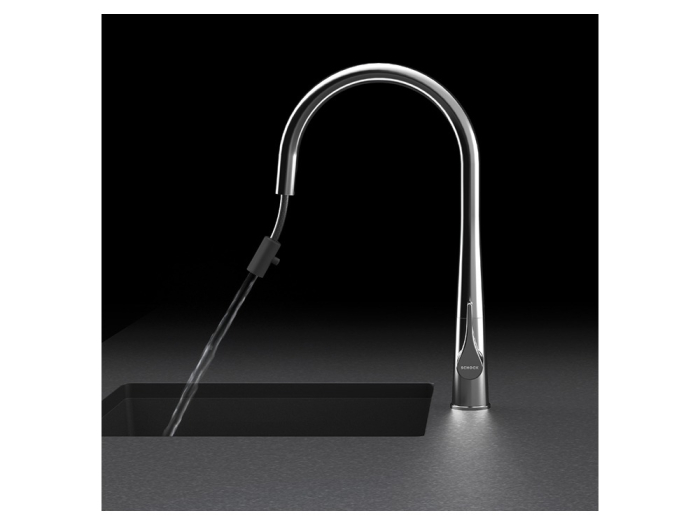 Baterie bucatarie Schock Gota Cristadur Negru cu cap extractibil, aspect granit, cartus ceramic [2]