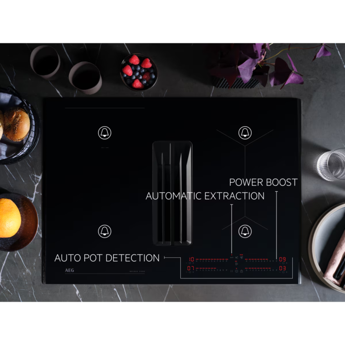 Plită cu hotă integrată Bridge cu eXtractor AEG NCH74B01CB 650.0 70 cm negru [7]
