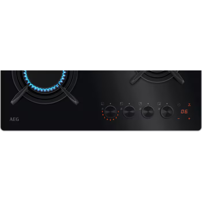 Plită gaz pe sticlă AEG HKB64453NB, Seria 8000 Flamelight 60 cm, Semnal avertizare sfarsit de program, Semnal sonor, Conectare plita-hota [2]