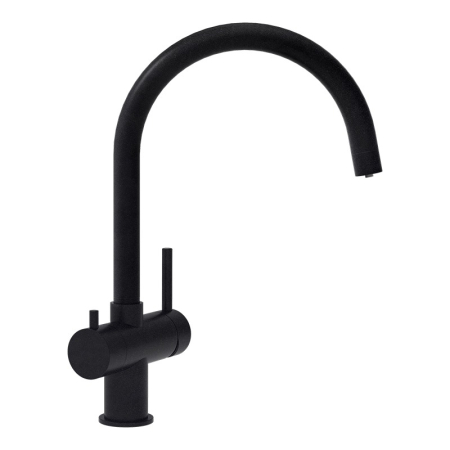 Baterii - Baterie bucatarie Schock Ares Cristadur Puro, 3 cai, aspect granit, cartus ceramic, negru intens