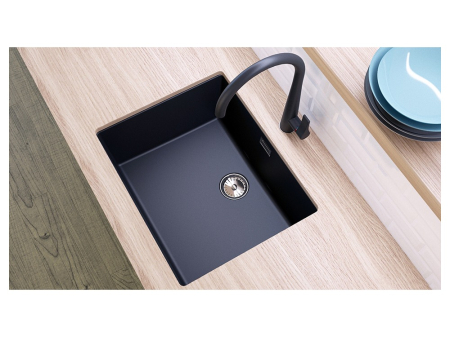 Chiuveta bucatarie cu montaj sub blat Schock Greenwich N-100L 556 x 456 mm Cristadur Puro, negru intens cu parti vizibile Puro [2]