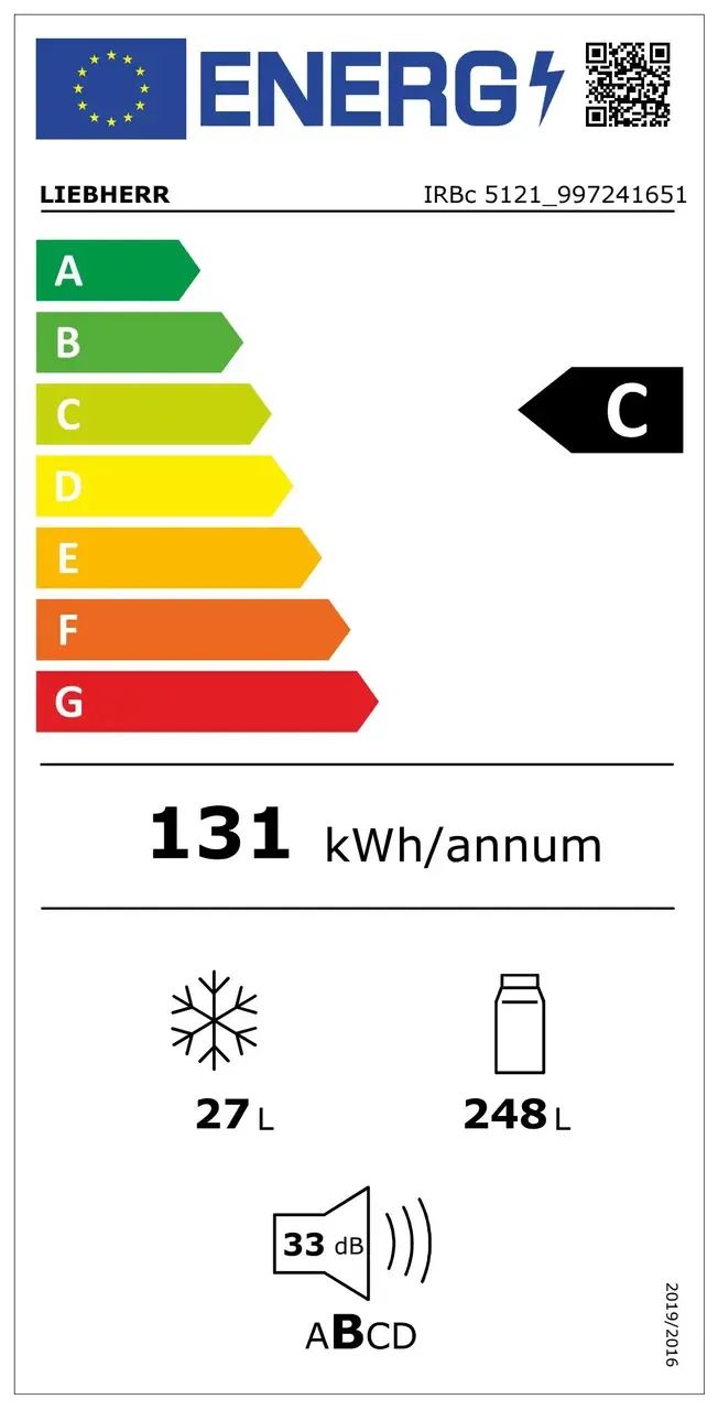 Frigider incorporabil Liebherr IRBc 5121 plus BioFresh,   275 l l, clasa C [2]