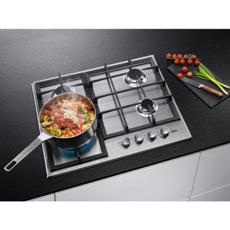 Plită gaz AEG HGB64420SM, Seria 6000, Slim line, 60 cm, inox ,arzator wok [2]