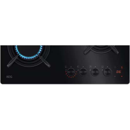 Plită gaz pe sticlă AEG HKB64453NB, Seria 8000 Flamelight 60 cm, Semnal avertizare sfarsit de program, Semnal sonor, Conectare plita-hota [1]