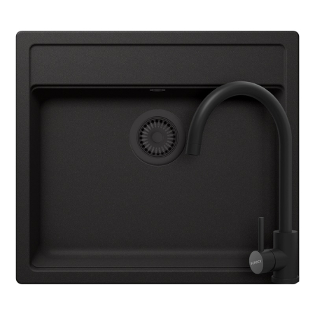 Set chiuveta - Set chiuveta bucatarie Schock Nemo N-100 570 x 510 mm Cristalite Nero cu parti vizibile negru si baterie bucatarie Schock Prima negru