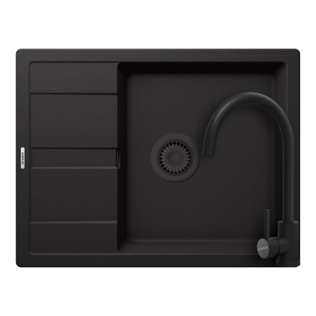 Set chiuveta - Set chiuveta bucatarie Schock Ronda D-100L 650 x 500 mm Cristalite Nero cu parti vizibile negru si baterie bucatarie Schock Prima negru