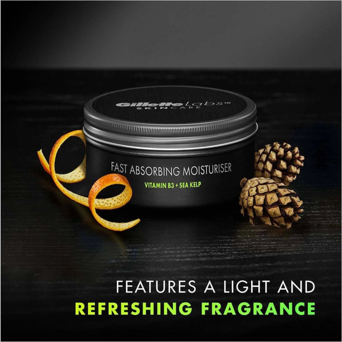 Crema hidratanta pentru barbati Gillette Labs Skincare cu Vitamina B3 si Alge marine, 100ml [3]