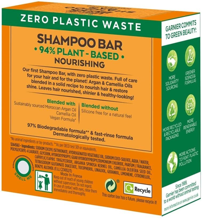 Garnier Ultimate Blends Sampon solid pentru par uscat cu Ulei de Argan, 60 g [2]