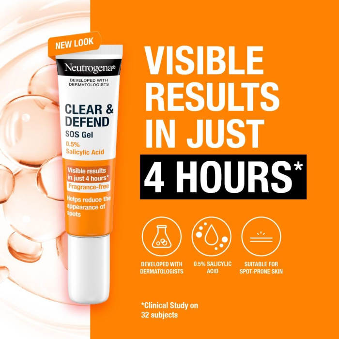 Neutrogena Clear & Defend SOS, Gel pentru ten predispus la petecu Acid salicilic 0.5%, 15 ml [2]