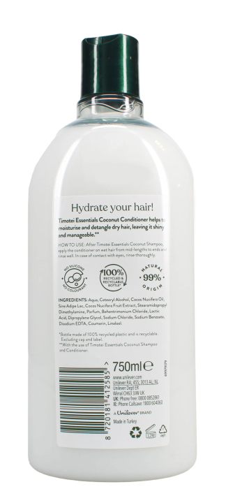 Timotei Essentials Balsam pentru par uscat cu ulei de nuca de cocos, 750ml [2]