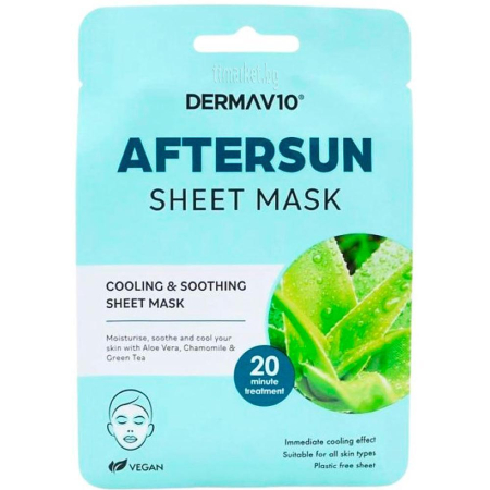 Ingrijirea tenului - DermaV10 Masca servetel de fata After Sun racoritoare si calmanta cu Aloe Vera