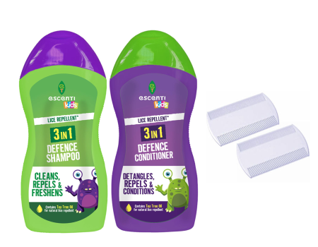 Bebe & Copii - Escenti Set Tratament Anti-paduchi, Sampon 300ml + Balsam 300ml + 2 piaptani