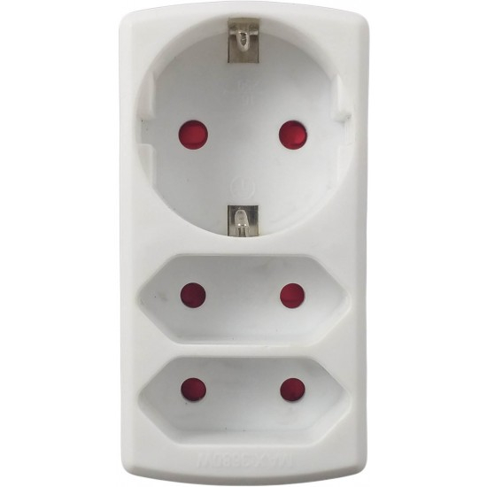 Adaptor la priza cu contacte de impamantare 16A liniar - 1 priza sucko+ 2 prize fara impamantare [2]