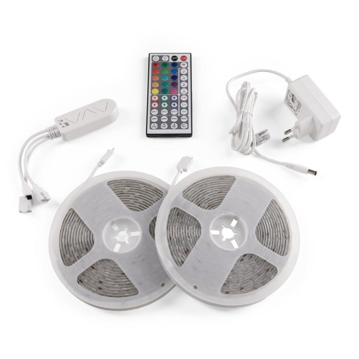 Bandă LED 12V 22W RGB 2x5m TUYA -control muzică + telecomandă IR [2]